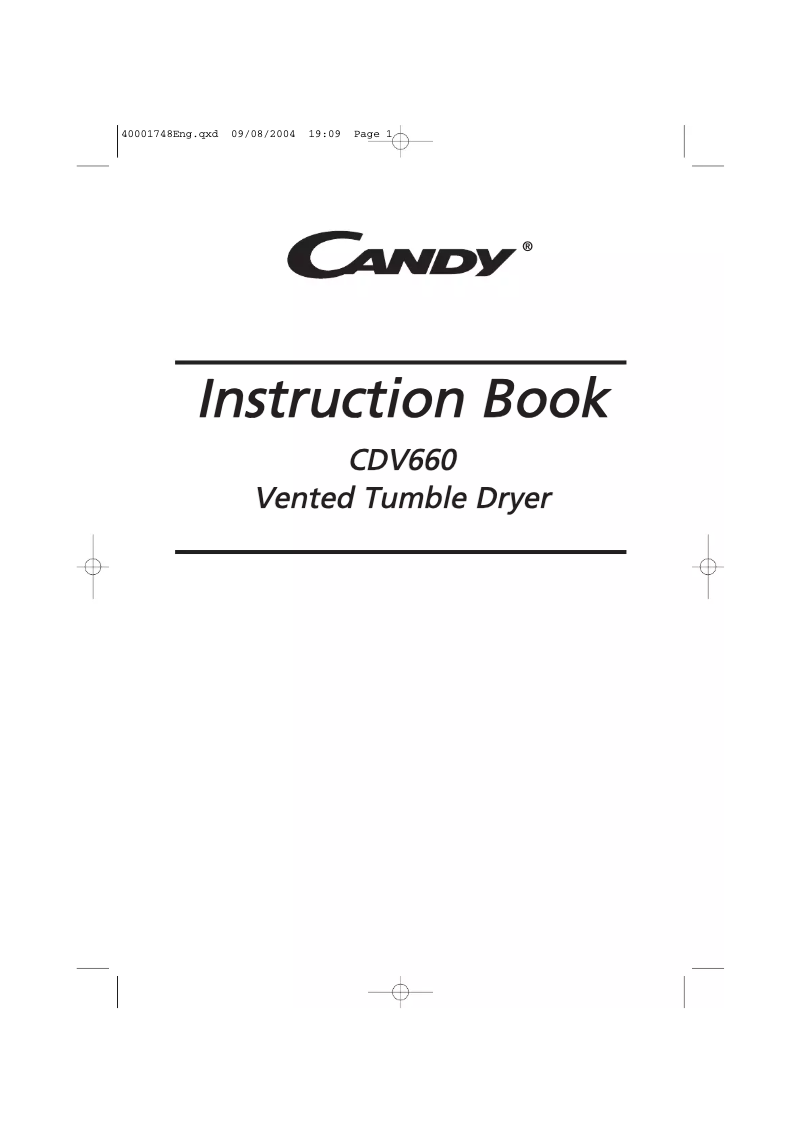 Page n°1 - Manuel utilisateur Candy ABCDV660-47