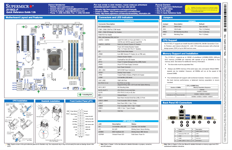 Image de la première page du manuel de l'appareil X11SCL-F