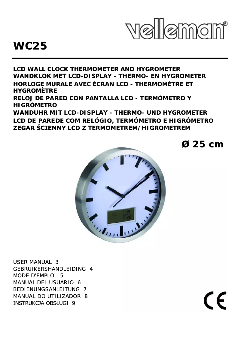 Page 1 de la notice Manuel utilisateur Velleman WC25