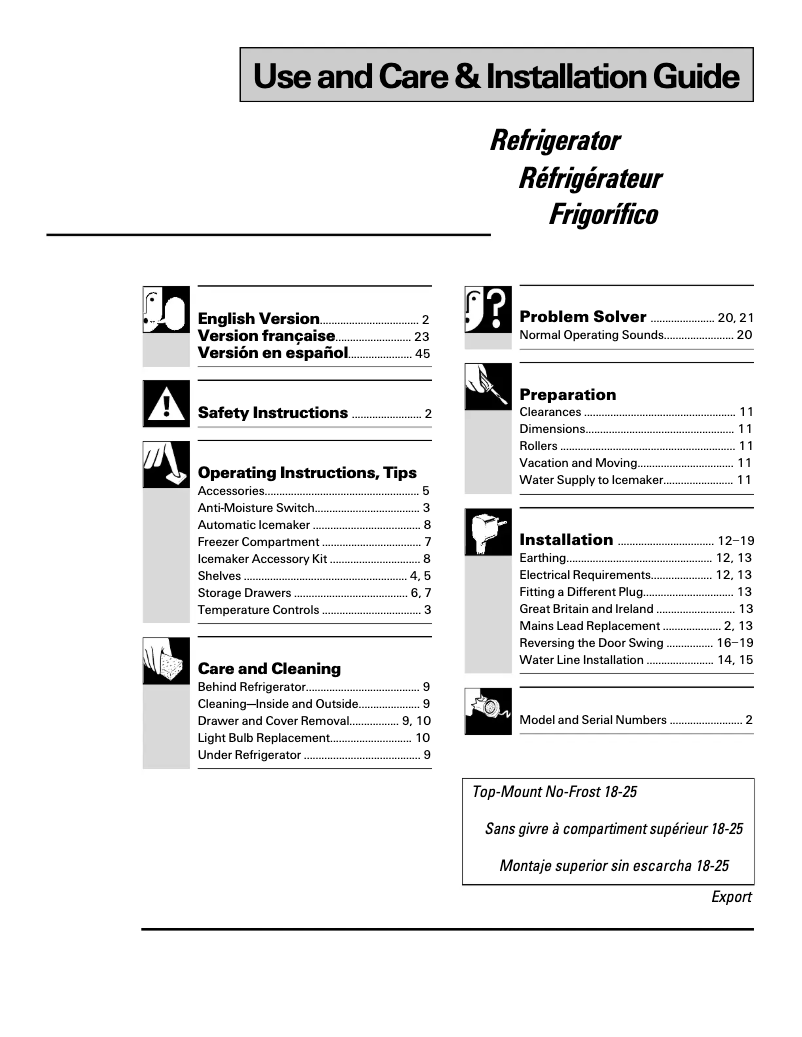 Image de la première page du manuel de l'appareil Profile TBG25PABWW