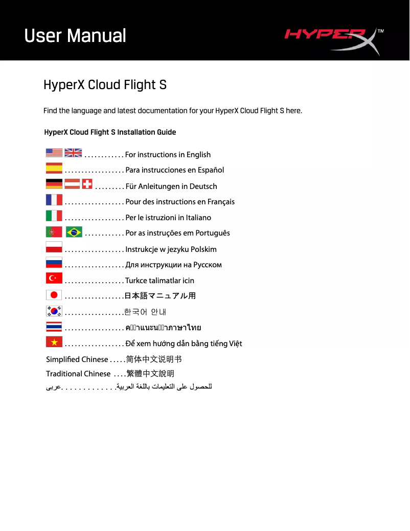 Image de la première page du manuel de l'appareil Cloud Flight S