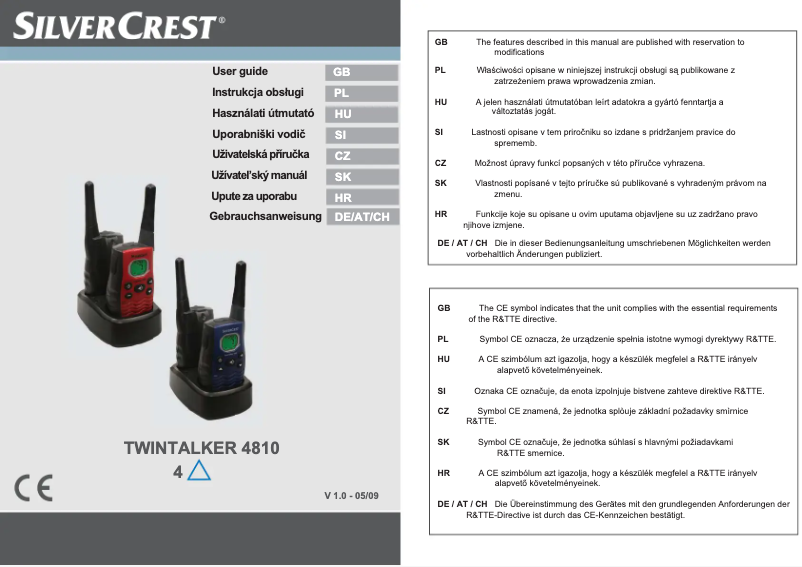 Page 1 de la notice Manuel utilisateur SilverCrest Twintalker 4810