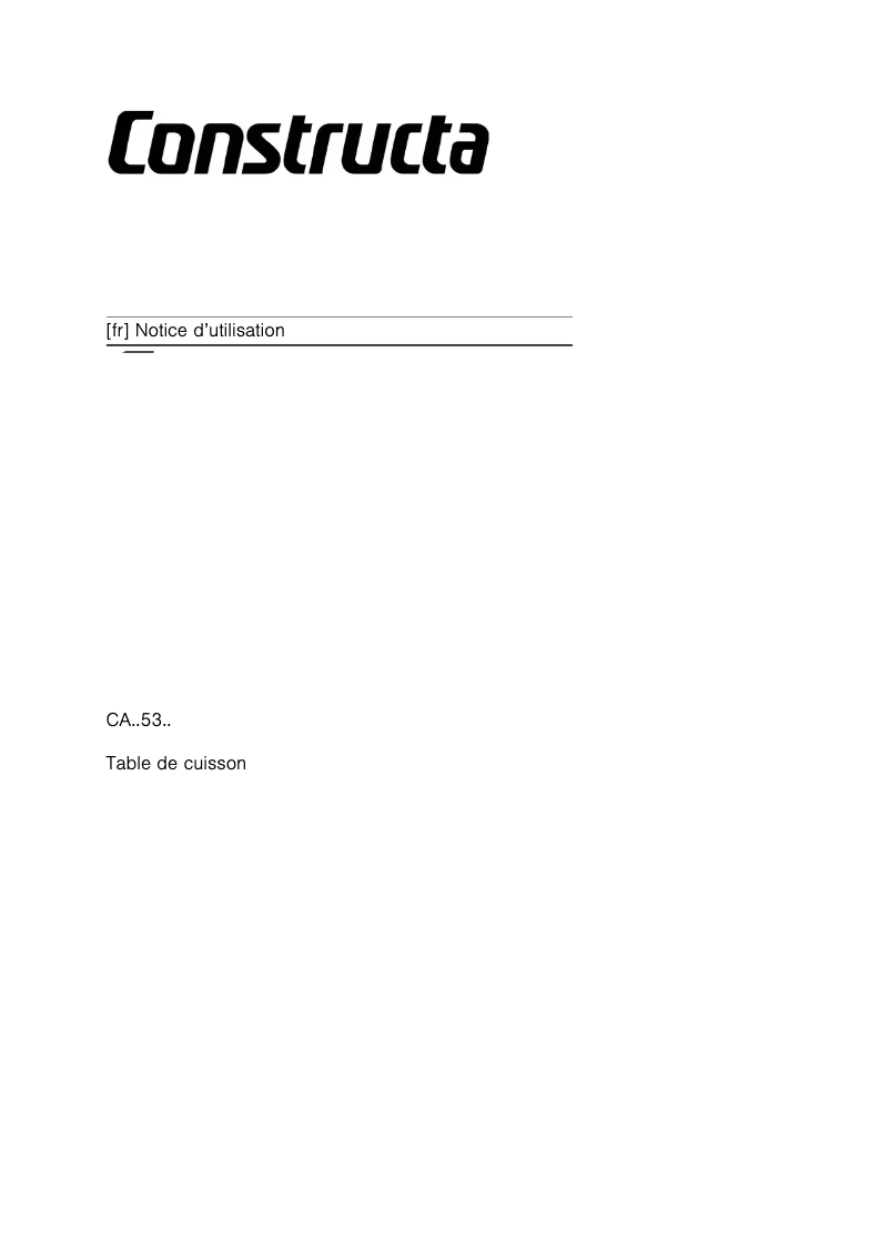 Page n°1 - Manuel utilisateur Constructa CA425355