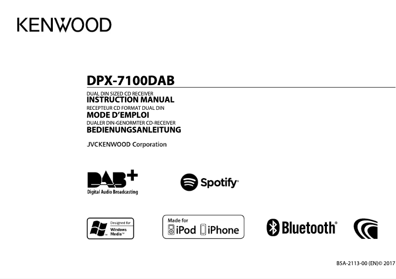Page n°1 - Manuel utilisateur Kenwood DPX-7100DAB