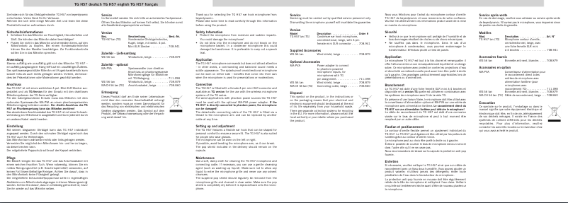 Page n°1 - Manuel utilisateur Beyerdynamic TG H57