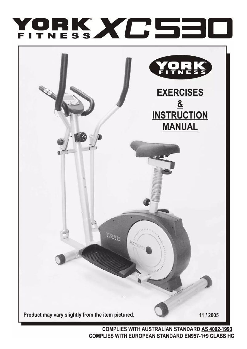 Page 1 de la notice Manuel utilisateur York Fitness XC530