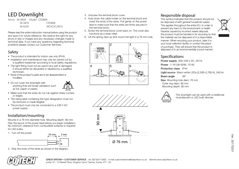 Image de la première page du manuel de l'appareil WCVC012W10