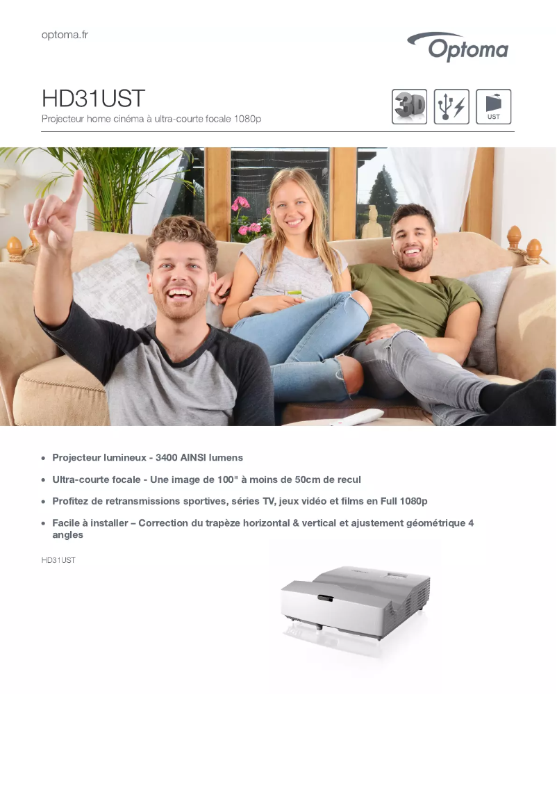 Page n°1 - Fiche technique Optoma HD31UST