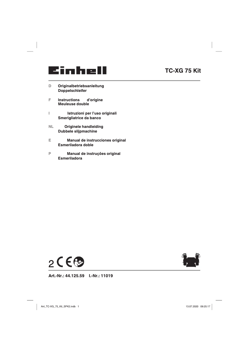 Page 1 de la notice Manuel utilisateur Einhell TC-XG 75 Kit