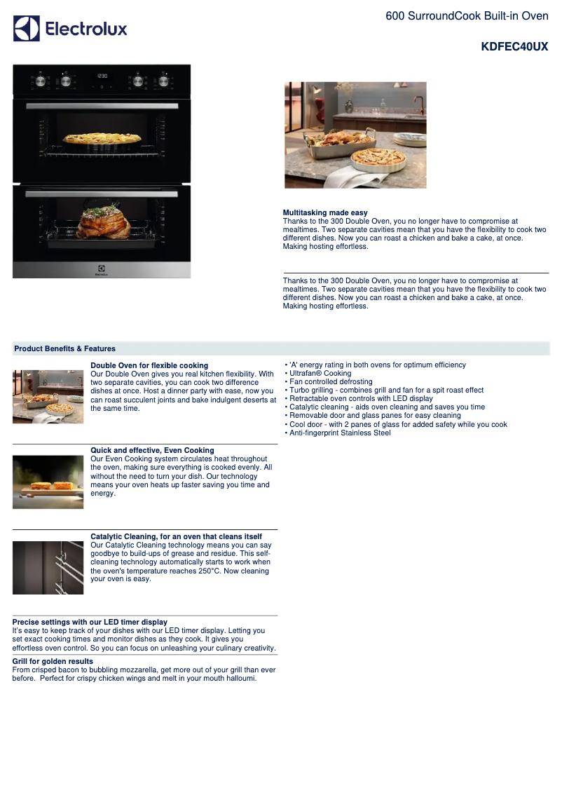 Page 1 de la notice Fiche technique Electrolux KDFEC40UX
