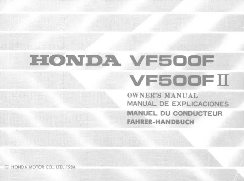 Page 1 de la notice Manuel utilisateur Honda VF500F (1984)