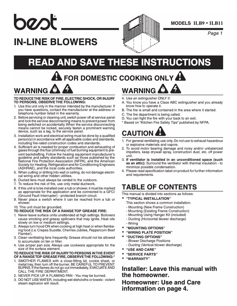 Image de la première page du manuel de l'appareil ILB11