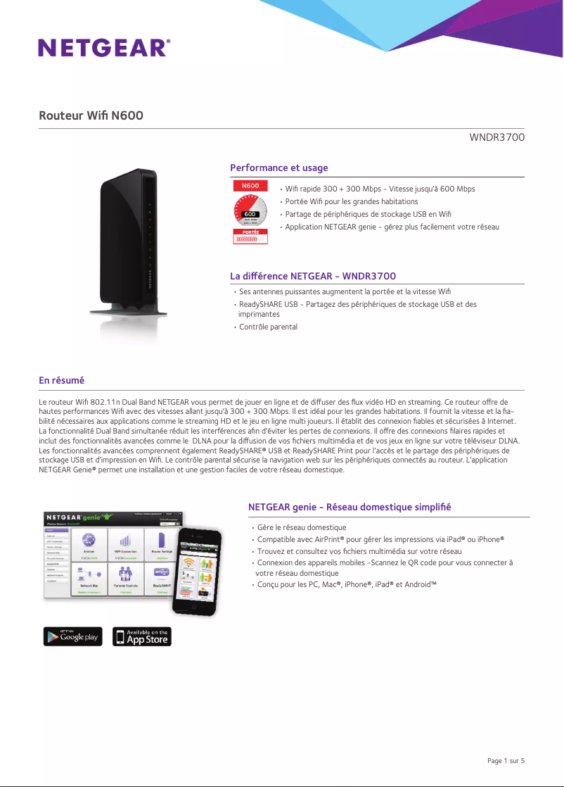 Image de la première page du manuel de l'appareil WNDR3700v5