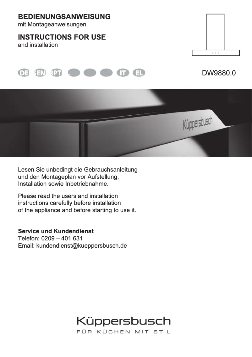 Image de la première page du manuel de l'appareil DW9880.0S