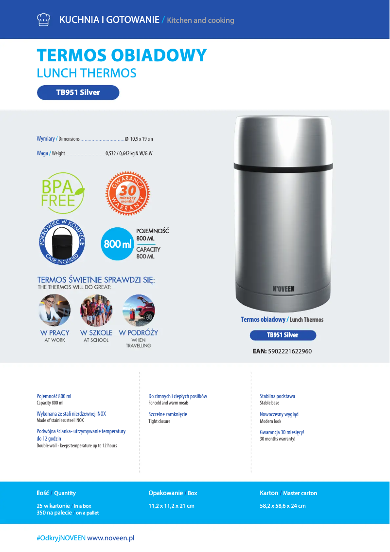 Page 1 de la notice Manuel utilisateur N'oveen TB951