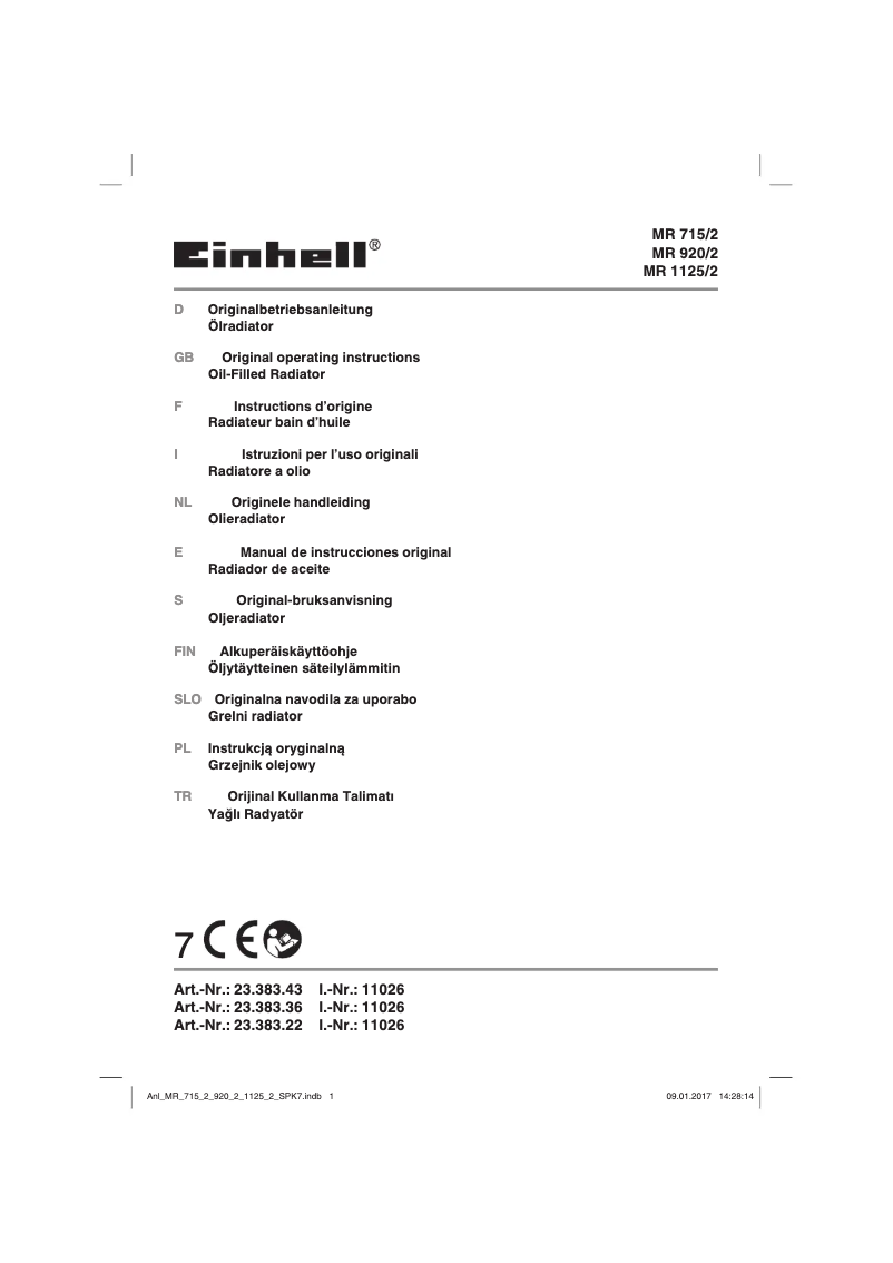 Page n°1 - Manuel utilisateur Einhell MR 715/2