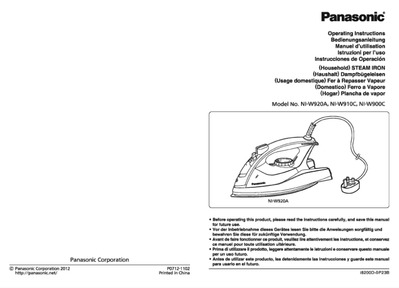 Page 1 de la notice Manuel utilisateur Panasonic NI-W910CMXC