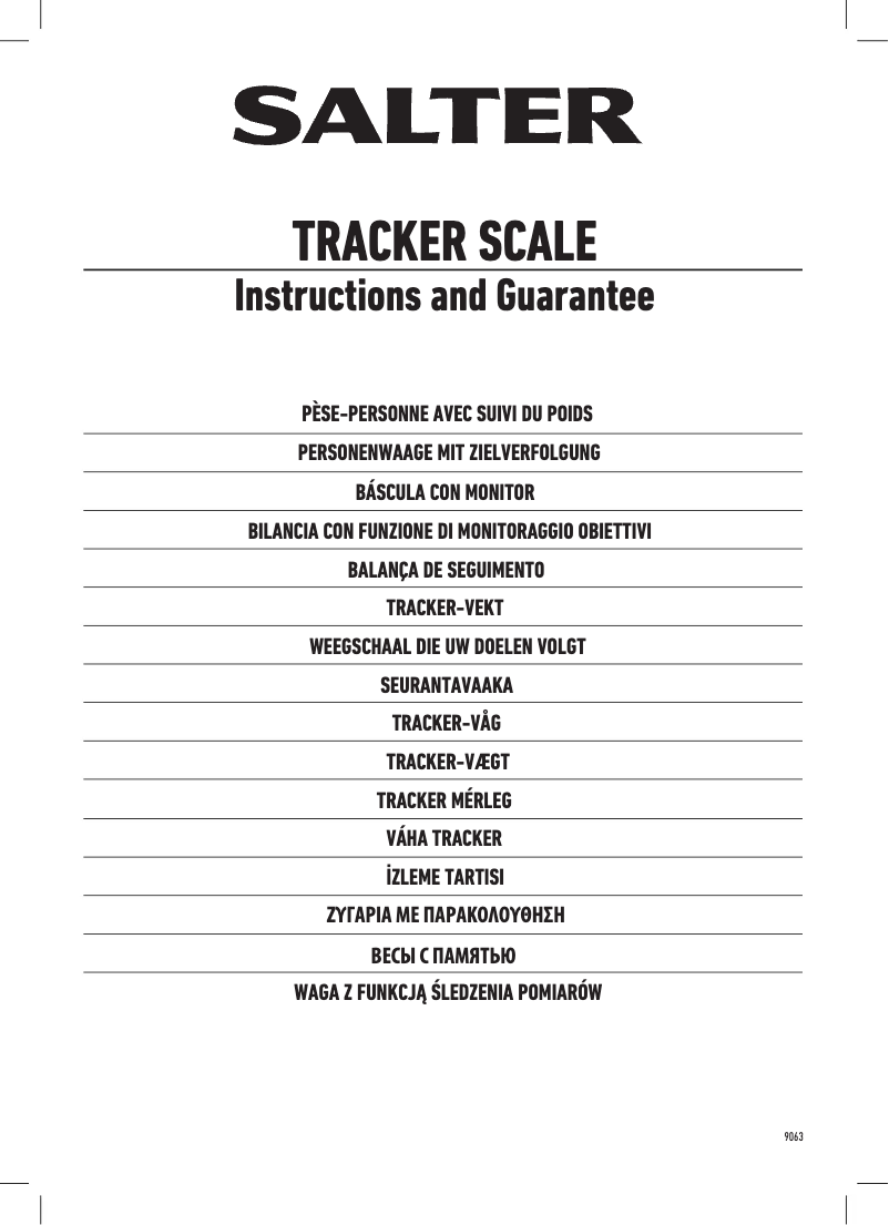 Page n°1 - Manuel utilisateur Salter WH3R Dashboard Goal Tracker 9063