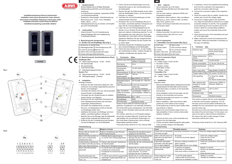 Page n°1 - Guide d'installation Abus LS1020