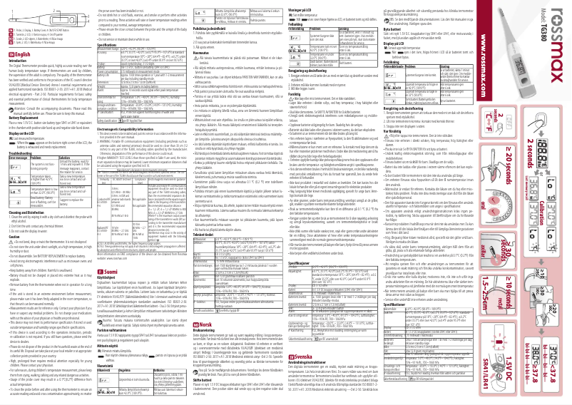Page 1 de la notice Manuel utilisateur Rossmax TG380