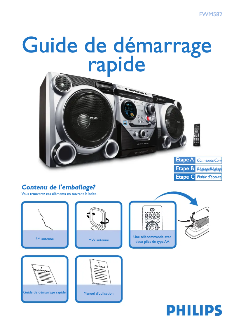 Página 1 del manual Guía de inicio rápido Philips FWM582
