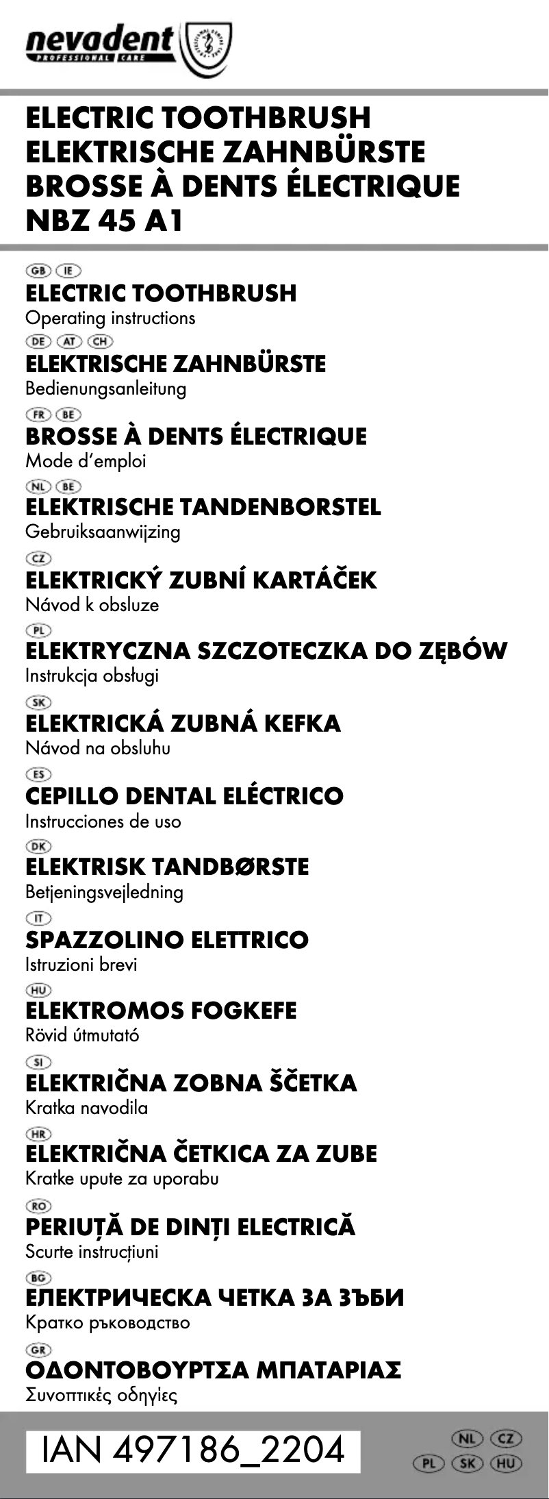 Image de la première page du manuel de l'appareil NBZ 45 A1