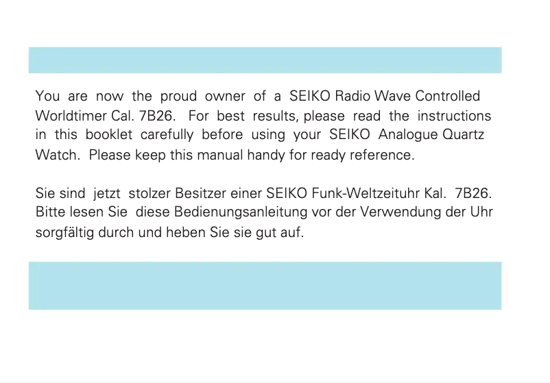 Page 1 de la notice Manuel utilisateur Seiko 7B26
