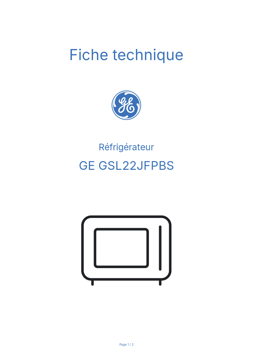 Image de la première page du manuel de l'appareil GSL22JFPBS