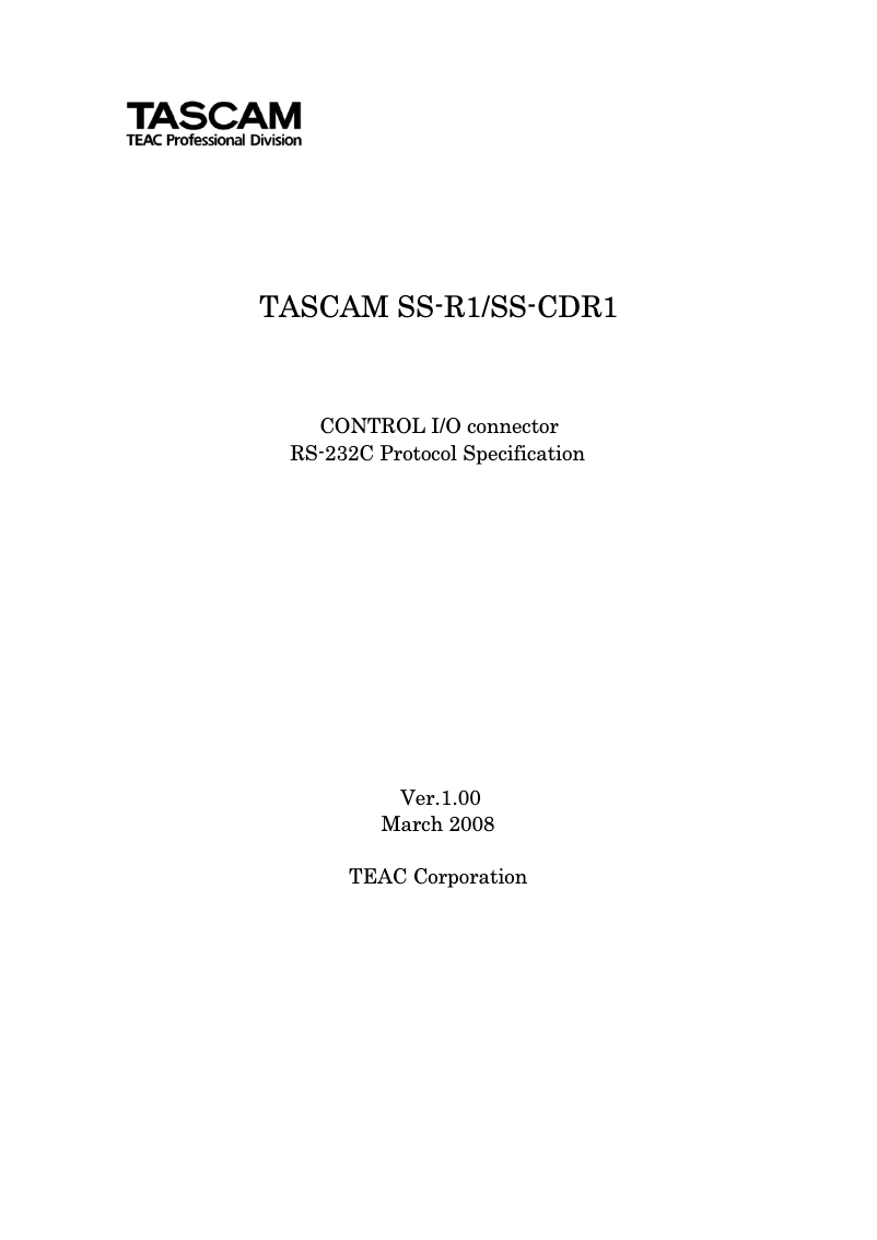 Page 1 de la notice Fiche technique Tascam SS-R1/SS-CDR1