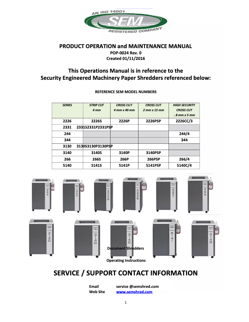 Page n°1 - Manuel utilisateur SEM 3140P