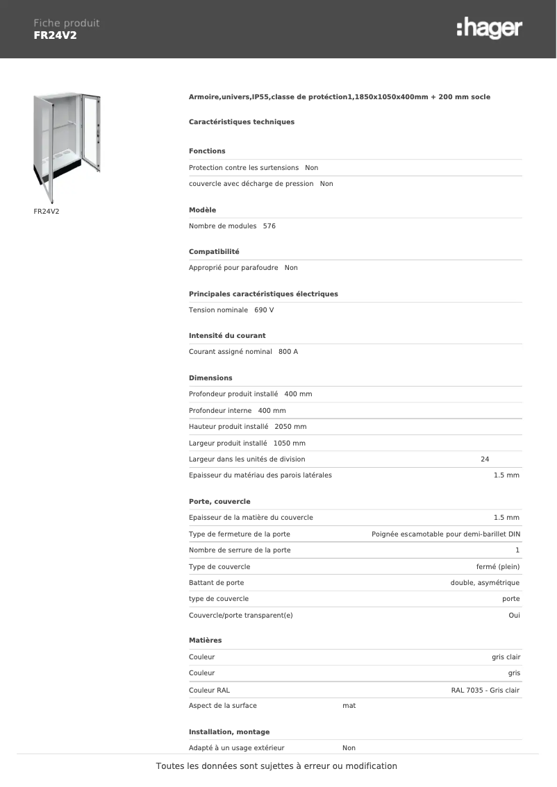 Image de la première page du manuel de l'appareil FR24V2