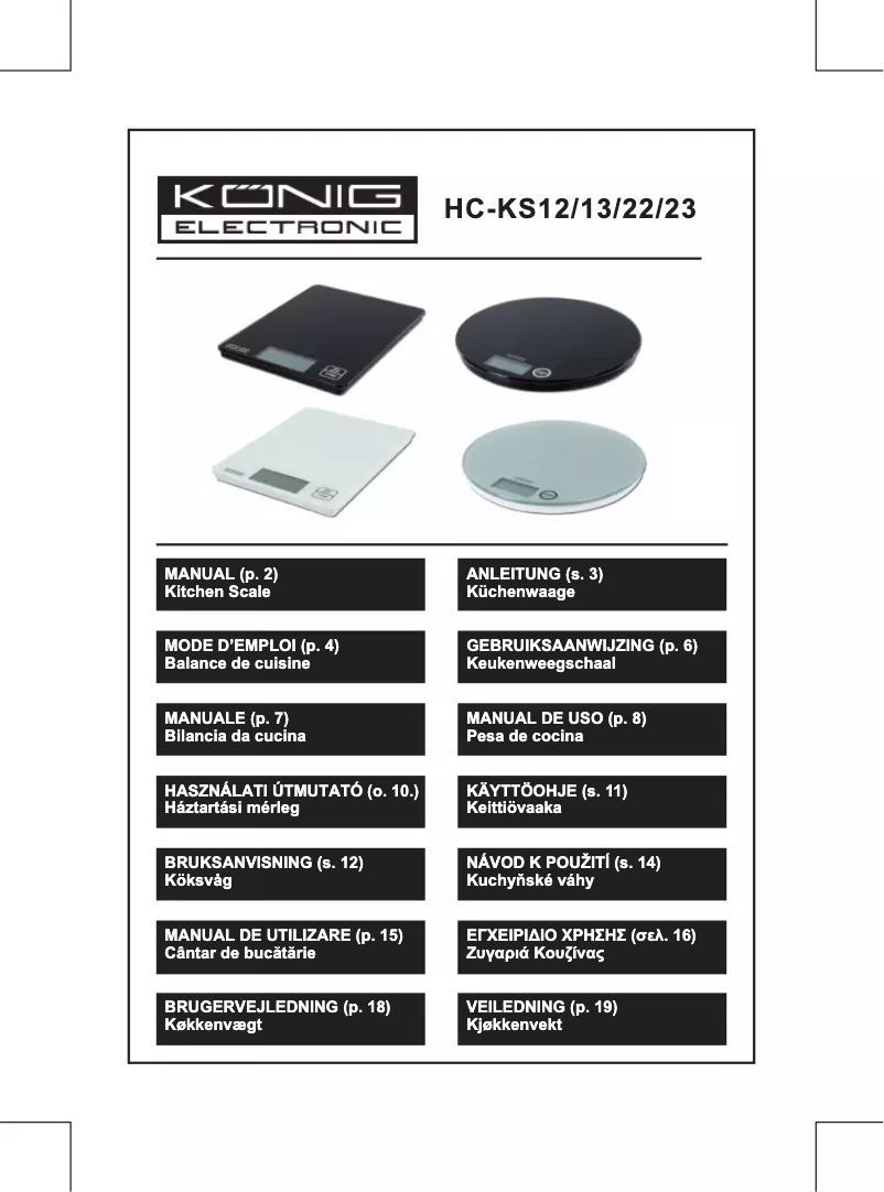 Page 1 de la notice Manuel utilisateur Konig HC-KS12