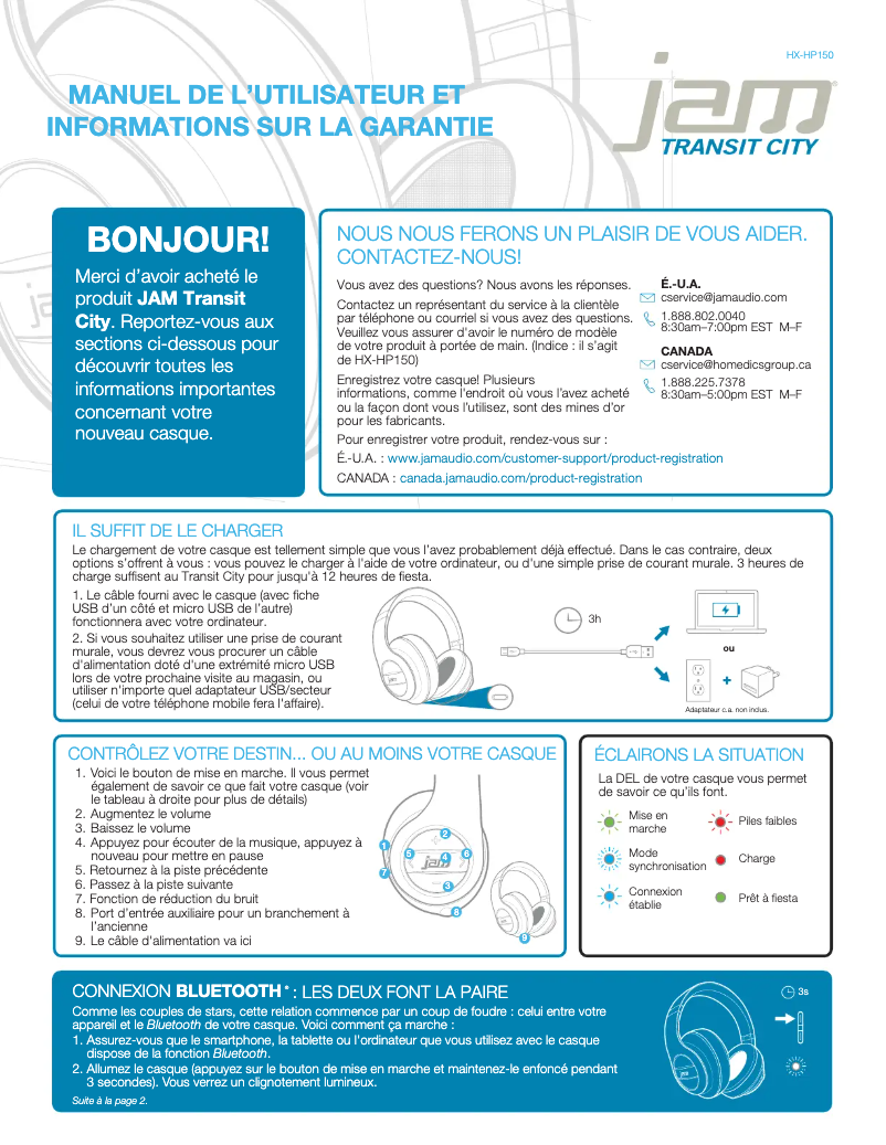 Page 1 of the manual User Manual Jam Transit City HX-HP150