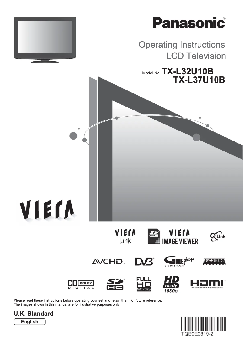 Page 1 de la notice Manuel utilisateur Panasonic Viera TX-L37U10B