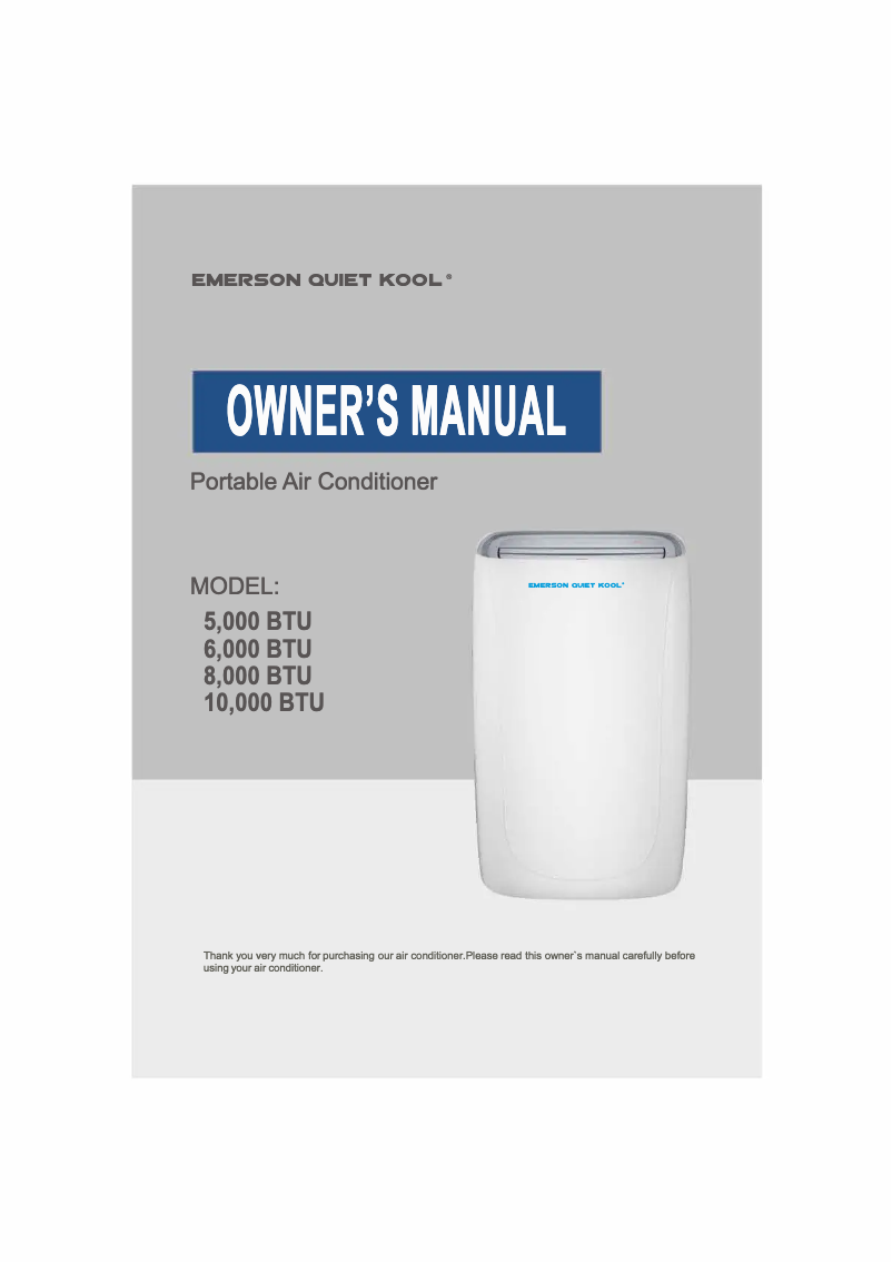 Page n°1 - Manuel utilisateur Emerson Quiet Kool EAPC5RSC1