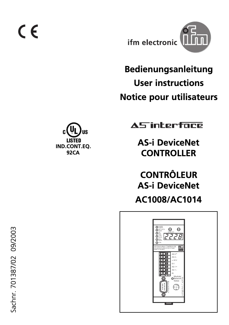 Image de la première page du manuel de l'appareil AC1014
