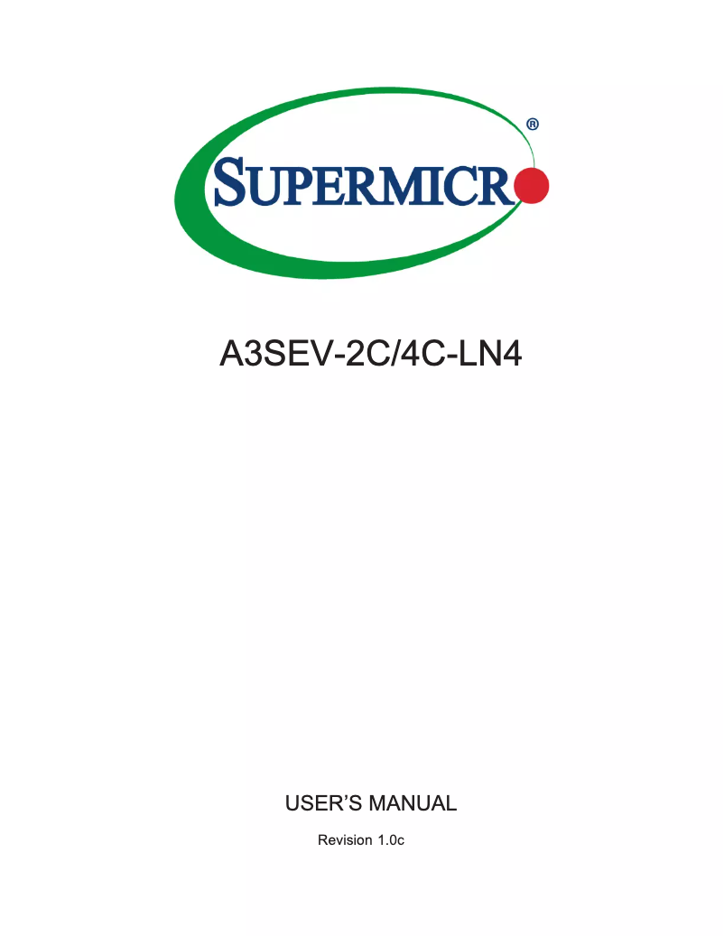 Page n°1 - Manuel utilisateur Supermicro A3SEV-2C-LN4