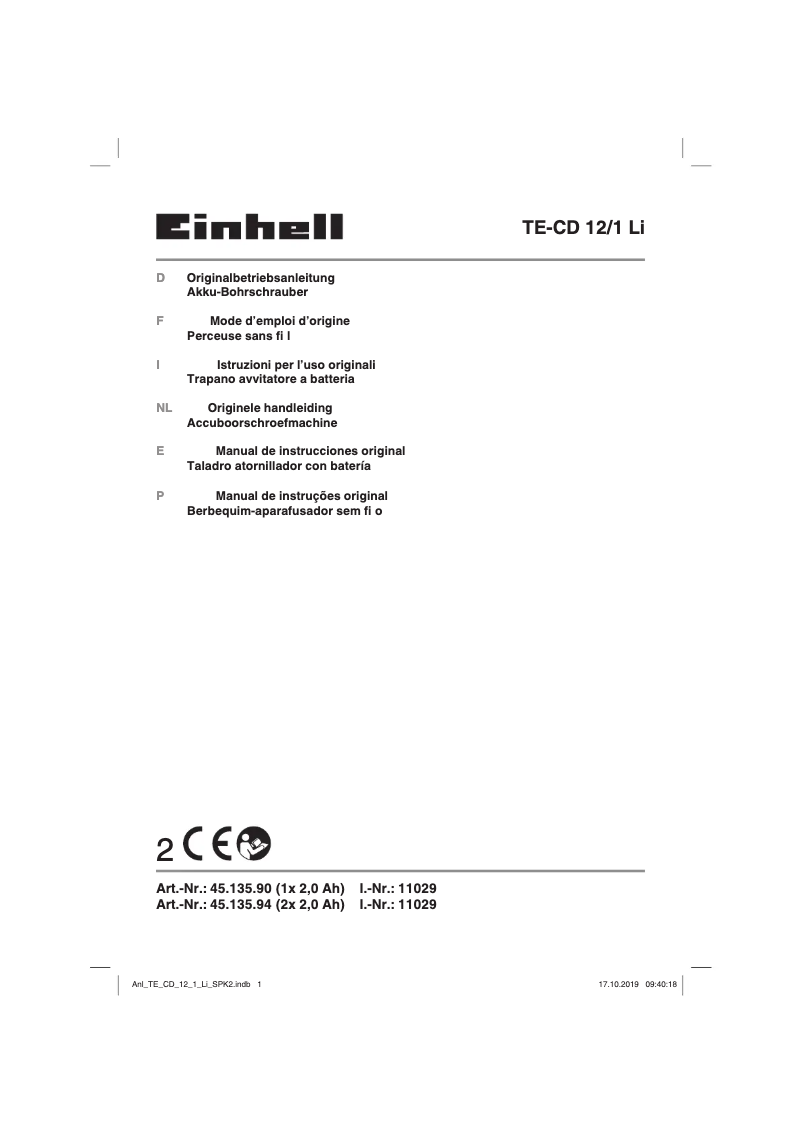 Image de la première page du manuel de l'appareil TE-CD 12/1 Li