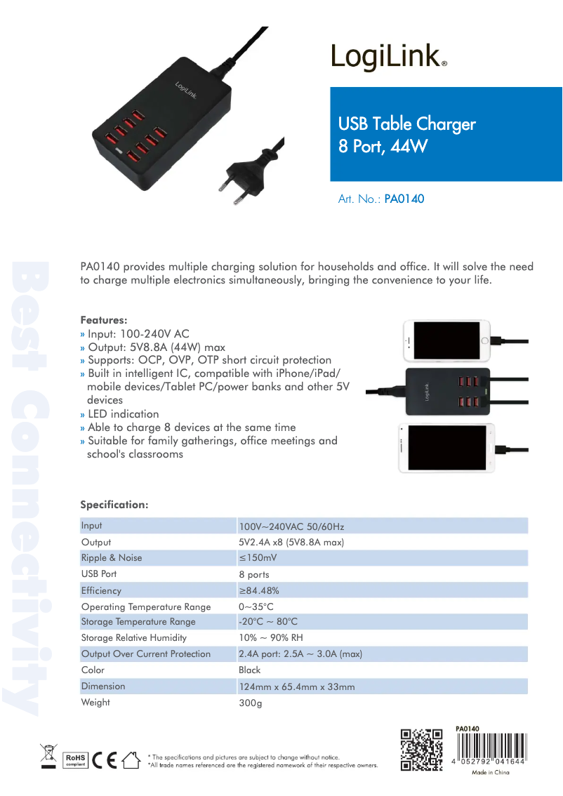 Page n°1 - Manuel utilisateur LogiLink PA0140