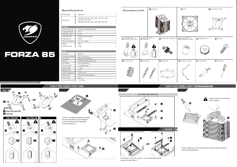 Image de la première page du manuel de l'appareil Forza 85