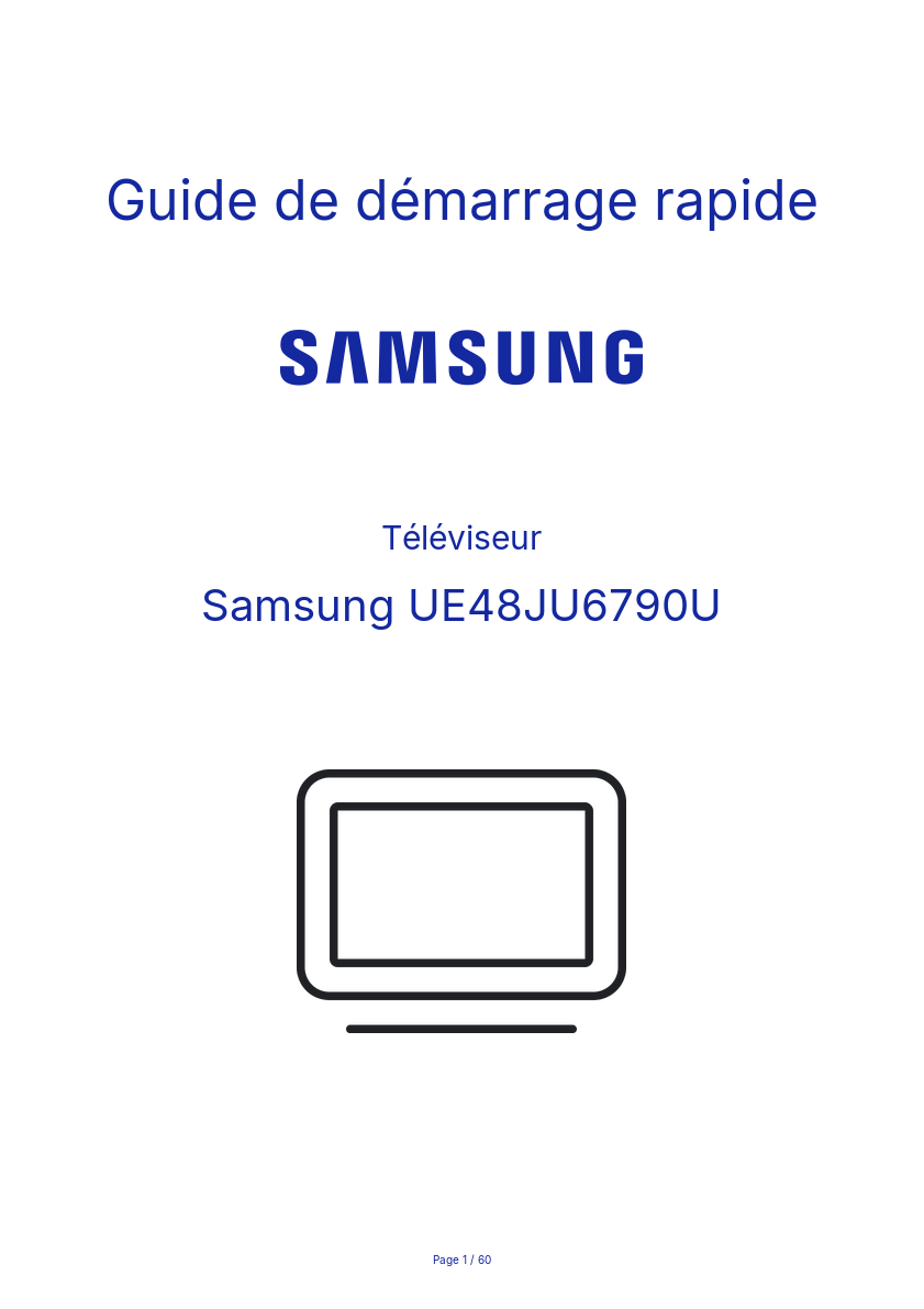 Page n°1 - Guide de démarrage rapide Samsung UE48JU6790U