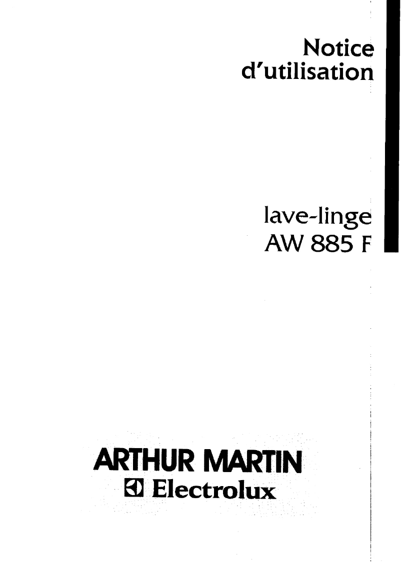 Page 1 de la notice Manuel utilisateur Arthur Martin-Electrolux AW 885 F