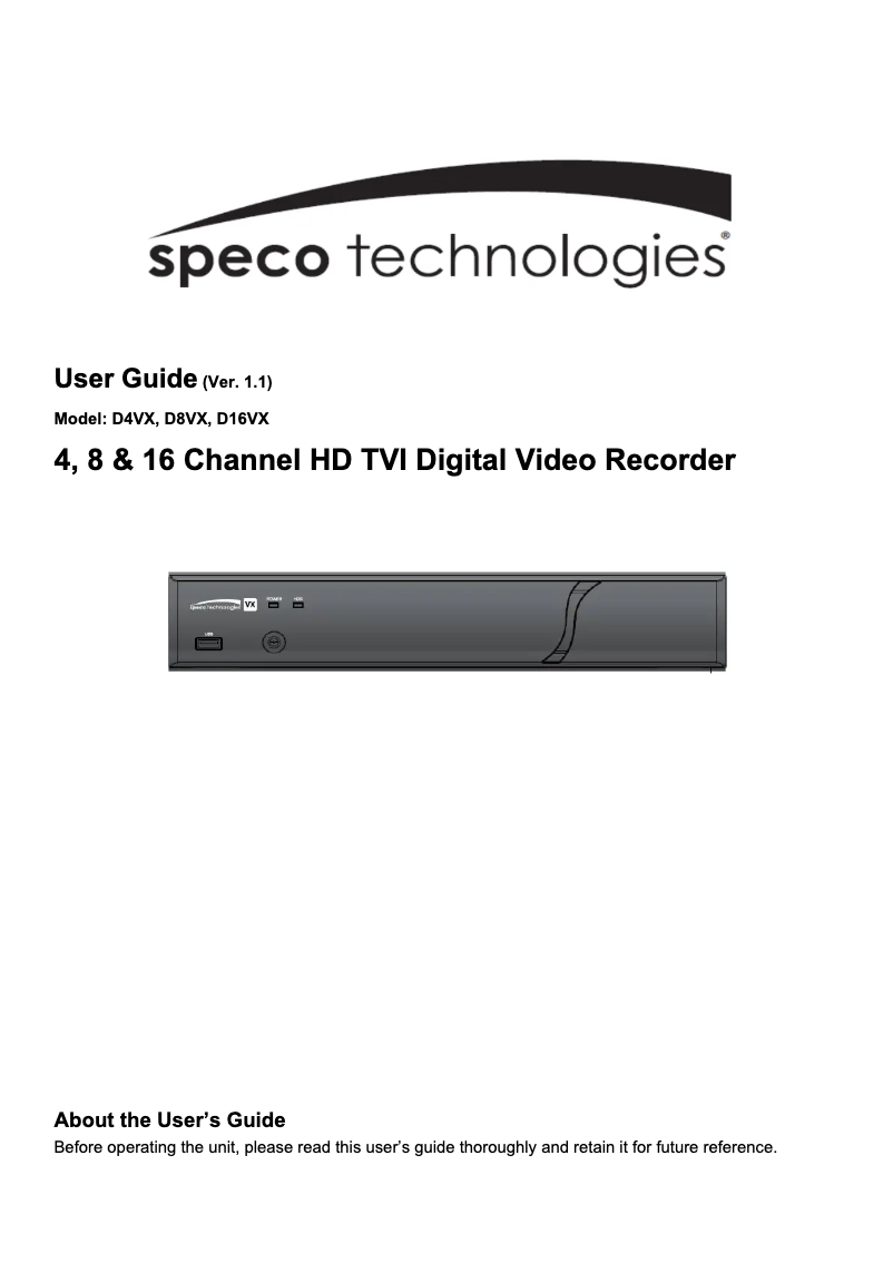Page n°1 - Manuel utilisateur Speco Technologies ZIPTW4B1