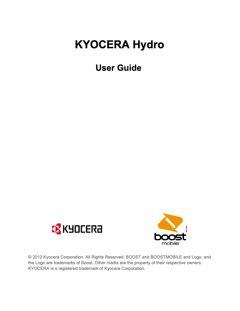 Page 1 de la notice Manuel utilisateur Kyocera Hydro C5170