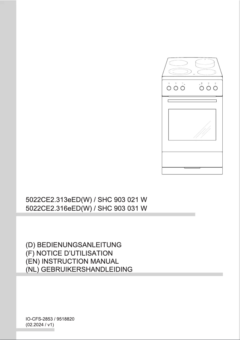 Page n°1 - Manuel utilisateur Amica SHC 903 021 W