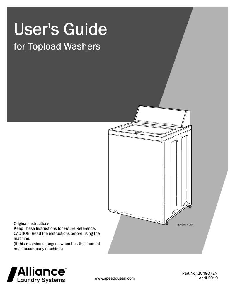 Page n°1 - Manuel utilisateur Speed Queen AWN632SP116TW02