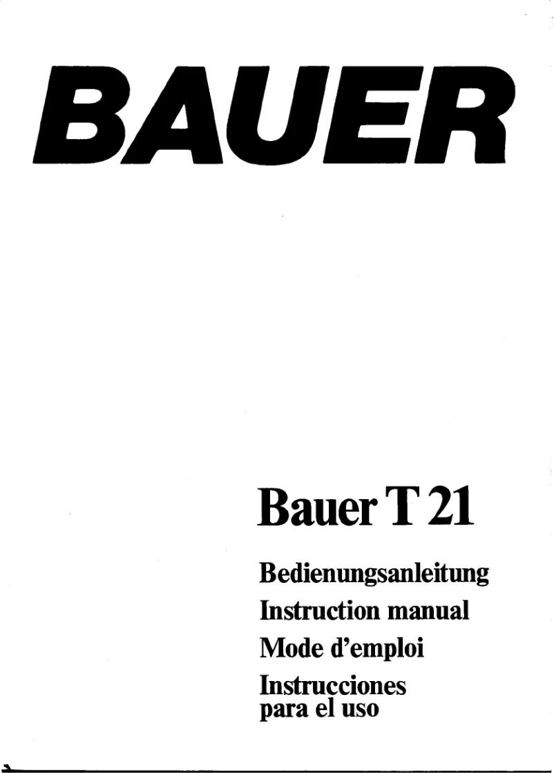 Page 1 de la notice Manuel utilisateur Bauer T21