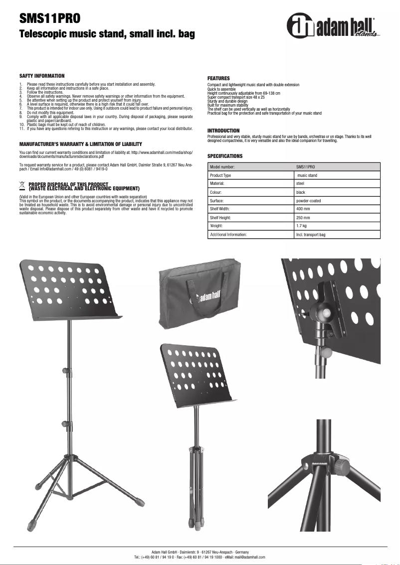 Image de la première page du manuel de l'appareil SMS11PRO
