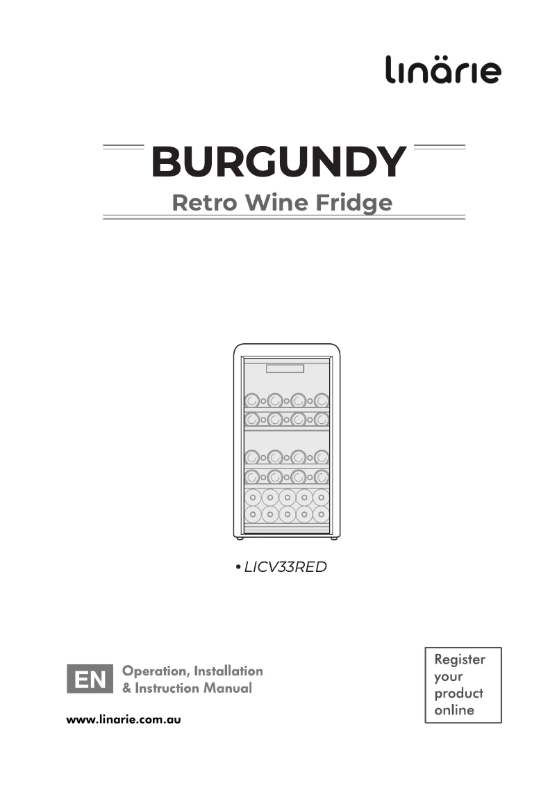 Page n°1 - Manuel utilisateur Linarie Burgundy LICV33RED