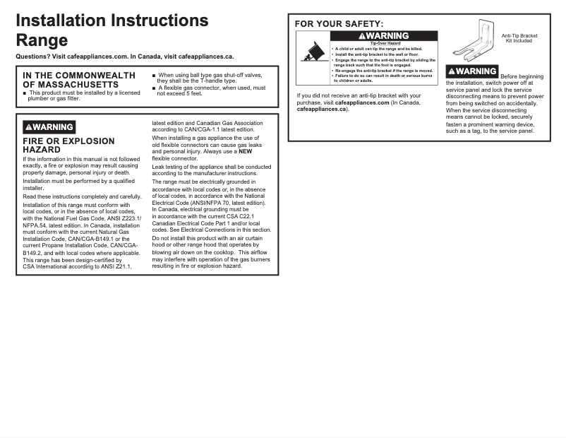 Page 1 de la notice Guide d'installation GE C2S950P4MW2